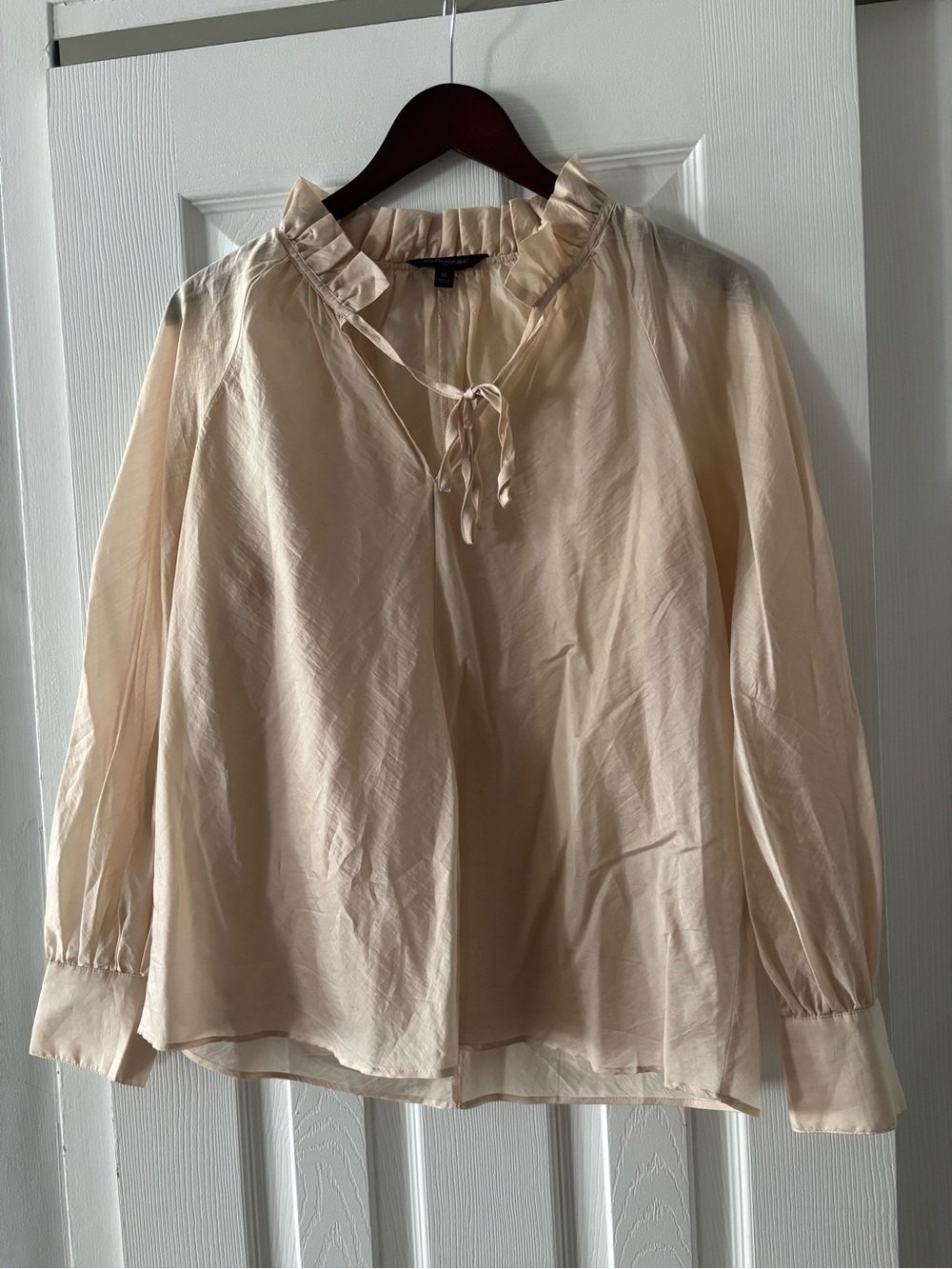 Banana Republic Light Cream Ruffle Tie-Neck Blouse